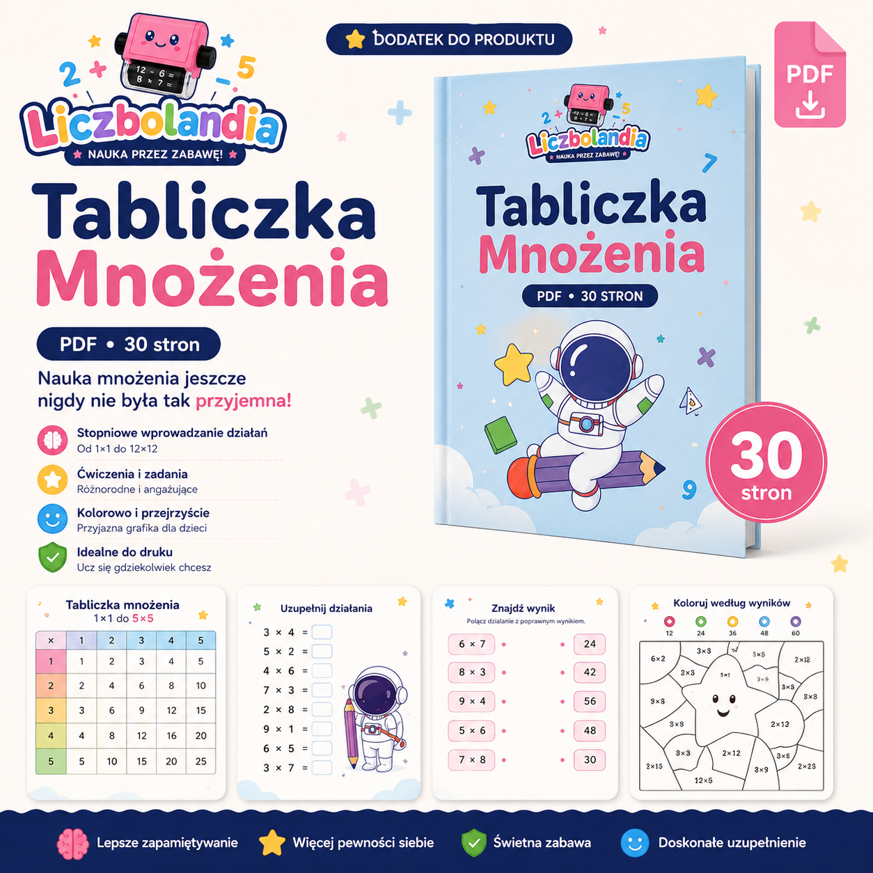 Liczbolandia — Tabliczka Mnożenia, dodatek PDF 30 stron